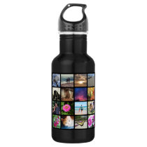 Sixteen Rounded Corners Photo Collage or Instagram Water Bottle Sixteen Rounded Corners Photo Collage or Instagram Water Bottle