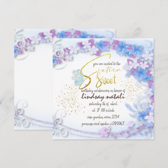 Sixteenth birthday invitation (Front/Back)