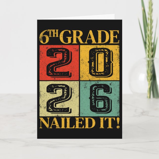 Sixth 6th Grade Grad 2026 Retro Elementary School  Card (Front)