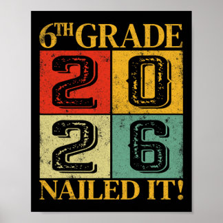 Sixth 6th Grade Grad 2026 Retro Elementary School Poster
