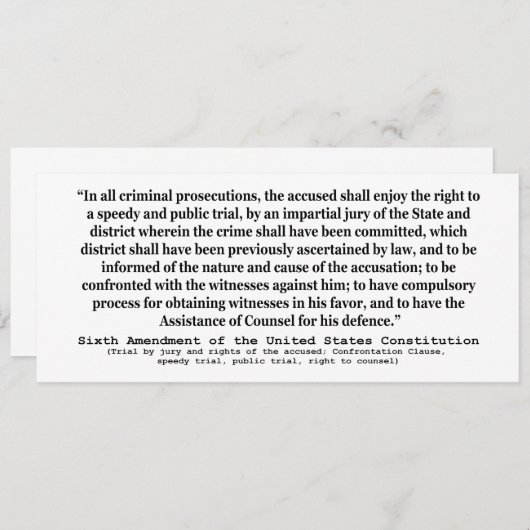 Sixth Amendment to the United States Constitution (Front/Back)