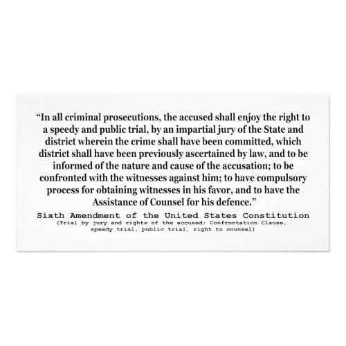 Sixth Amendment to the United States Constitution Card