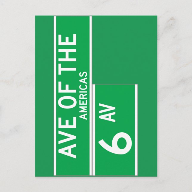 Sixth Av., New York Street Sign Postcard (Front)