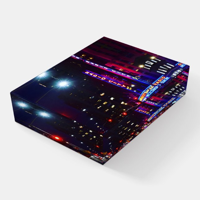 Sixth Avenue New York City Neon Lights Photography Paperweight (Angled)