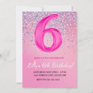 Sixth Birthday Girl Invitation