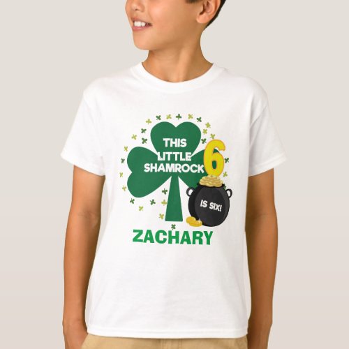 Sixth birthday shirt Irish shamrock for StPatrick