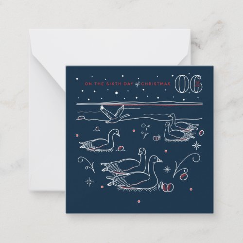 SIXTH DAY OF CHRISTMAS  Stationery Note Card