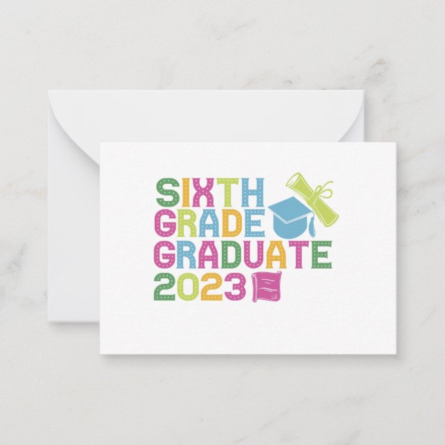 Sixth Grade Graduate 2023 Graduation Vacation Gift Note Card (Front)