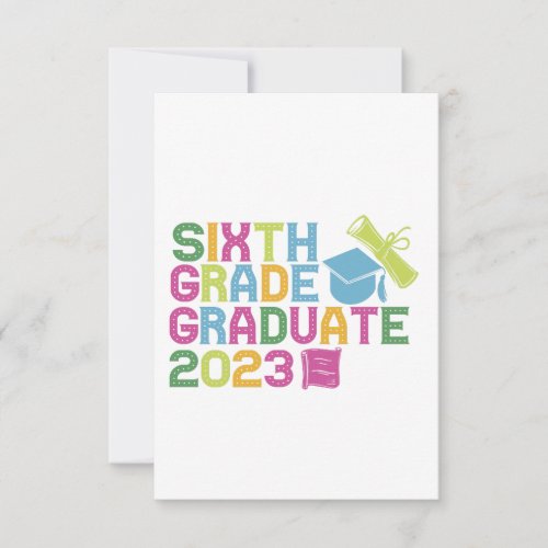 Sixth Grade Graduate 2023 Graduation Vacation Gift Thank You Card