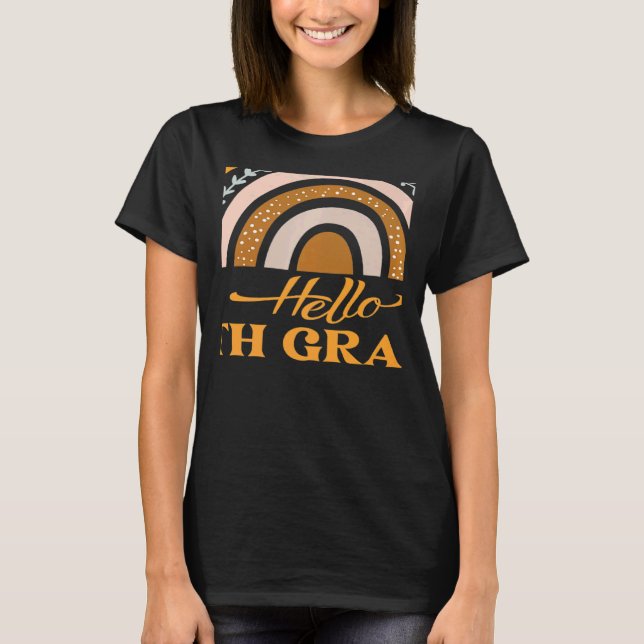 Sixth Grade Rainbow Hello 6th Grade Back to School T-Shirt (Front)