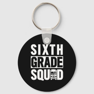 Sixth Grade Squad (6th Grade School - White Text) Keychain