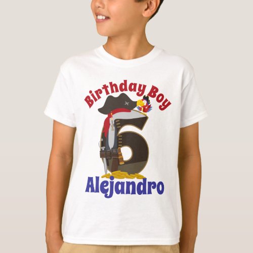 Sixth Pirate birthday boy 6th T_Shirt