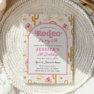 Sixth Rodeo Western Cowgirl 6th Birthday Party Invitation