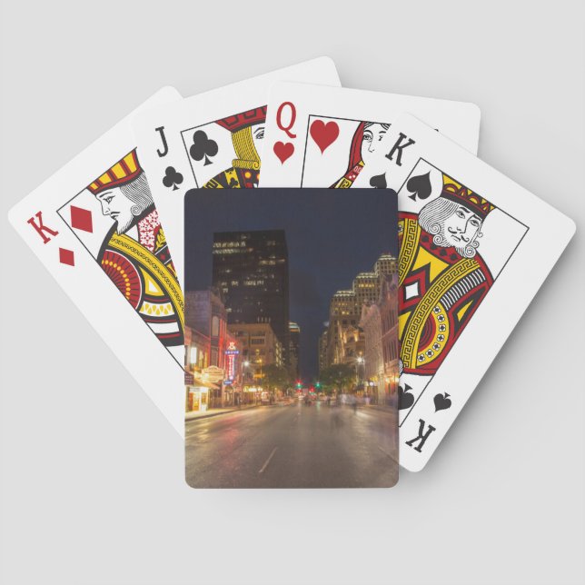 Sixth Street At Dusk In Downtown Austin, Texas Poker Cards (Back)