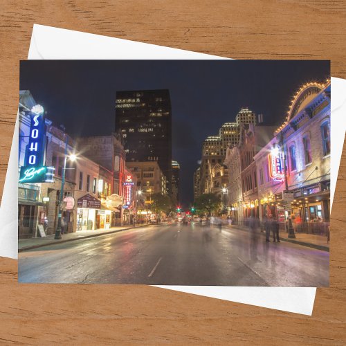 Sixth Street At Dusk In Downtown Austin Texas Postcard