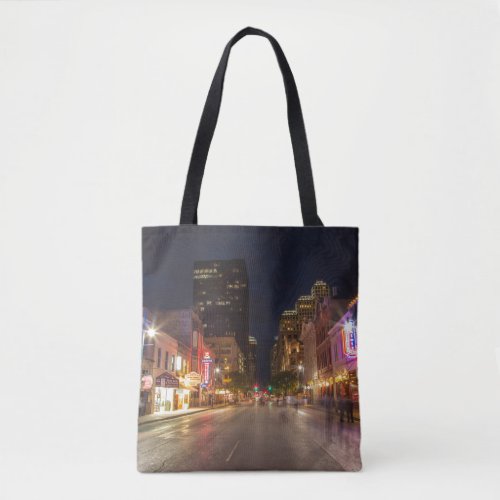 Sixth Street At Dusk In Downtown Austin Texas Tote Bag