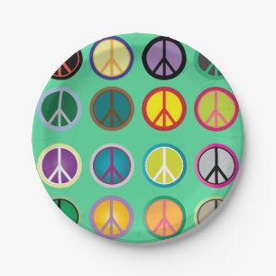 Sixties 60s hippy peace flower power retro party paper plates