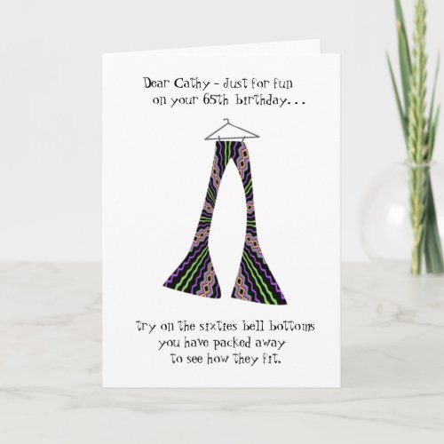 Sixties Bell Bottoms Funny 65th Birthday Greeting Card