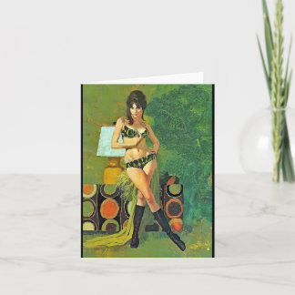 Sixties chick note card