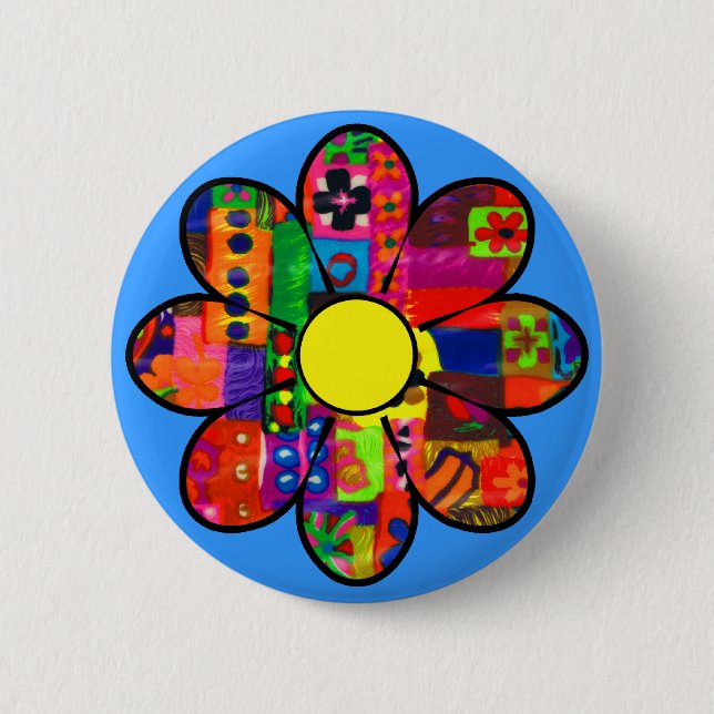 Sixties Flower Power Button (Front)