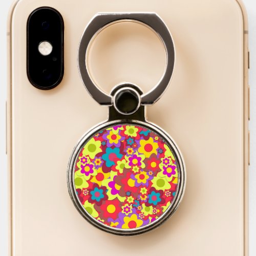 Sixties flowers hippy boho girl gift phone ring stand