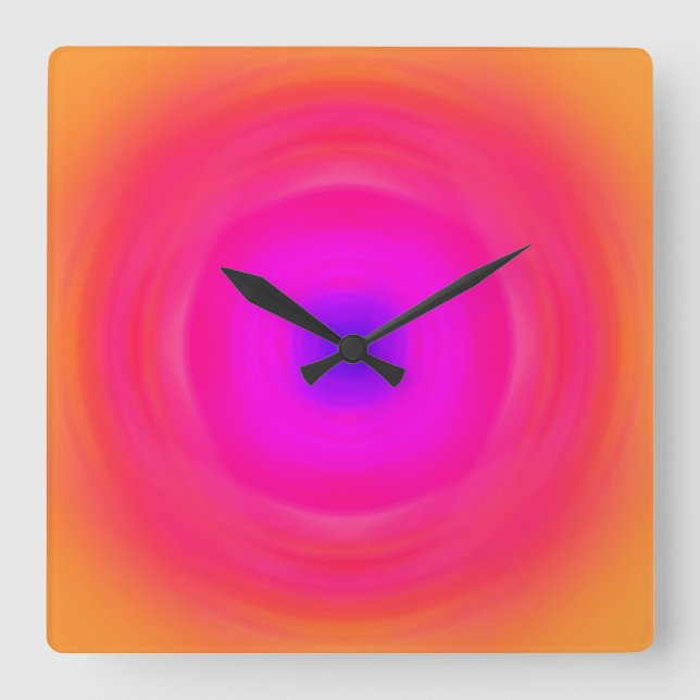 Sixties Gradient - Pink Blue Purple Orange Yellow Square Wall Clock (Front)