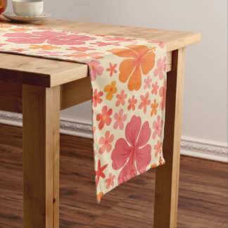 Sixties Hawaiian hibiscus pattern Long Table Runner
