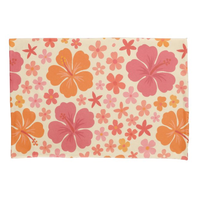 Sixties Hawaiian hibiscus pattern Pillow Case (Front)