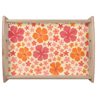 Sixties Hawaiian hibiscus pattern Serving Tray