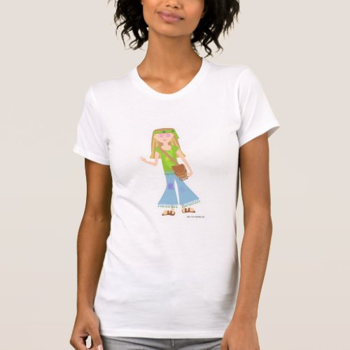 Sixties Hippie Girl Cute Cartoon Character Design T_Shirt