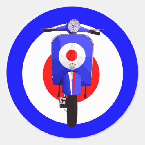 Sixties Look Scooter on Mod Target Classic Round Sticker