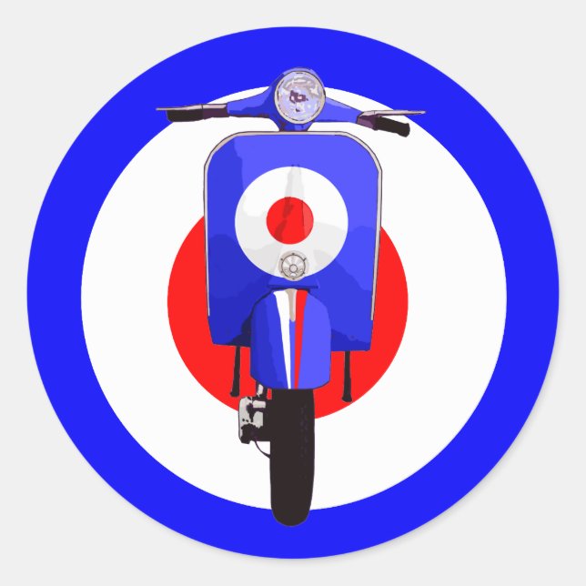 Sixties Look Scooter on Mod Target Classic Round Sticker (Front)