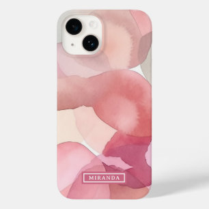 Sixties Pink Abstract Watercolor Art Name Template Case-Mate iPhone 14 Case
