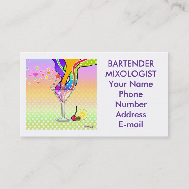 SIXTIES POP ART STYLE MARTINI BUSINESS CARD (Front)