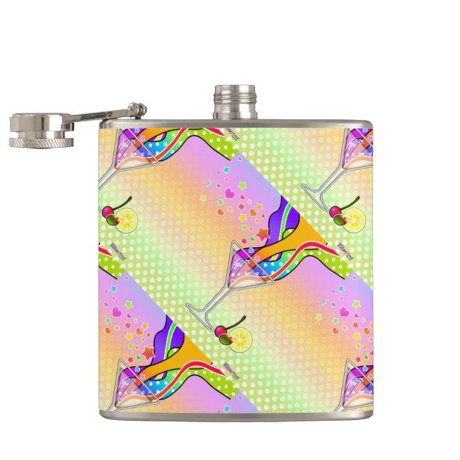 SIXTIES POP ART STYLE MARTINI HIP FLASK (Opened)