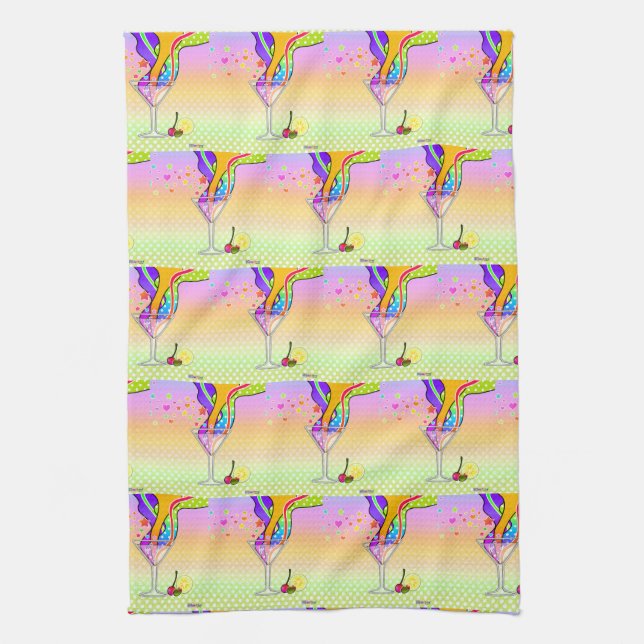 SIXTIES POP ART STYLE MARTINI KITCHEN TOWEL (Vertical)