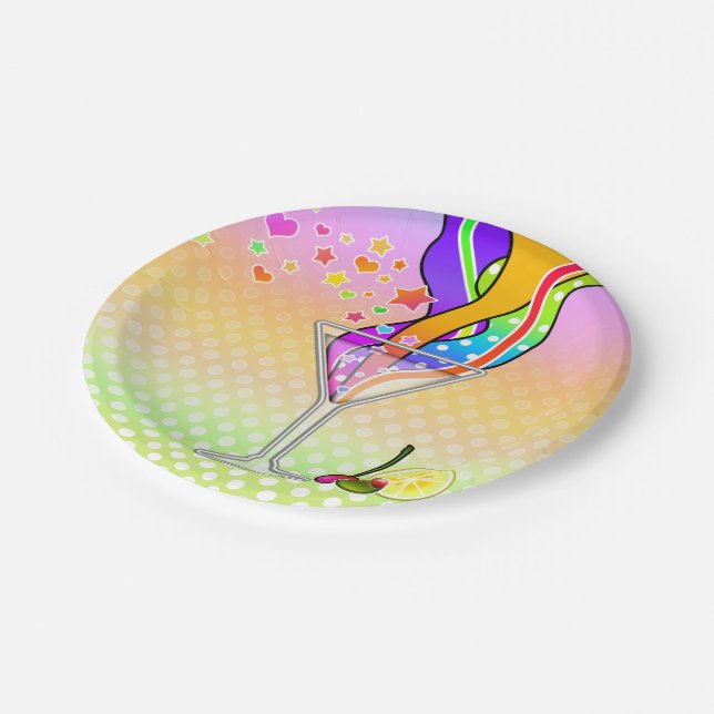 SIXTIES POP ART STYLE MARTINI PAPER PLATES (Angled)