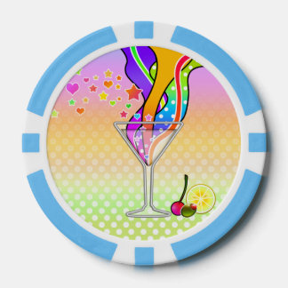 SIXTIES POP ART STYLE MARTINI POKER CHIPS