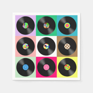 Sixties Retro Vintage Vinyl Record Pop Art Napkins