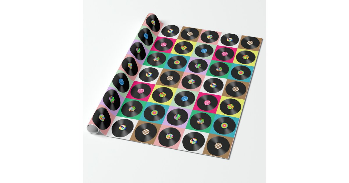 Sixties Retro Vintage Vinyl Record Pop Art Wrapping Paper | Zazzle