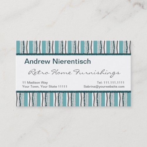 Sixties Retro ZigZag Classy Green Striped Pattern Business Card Template