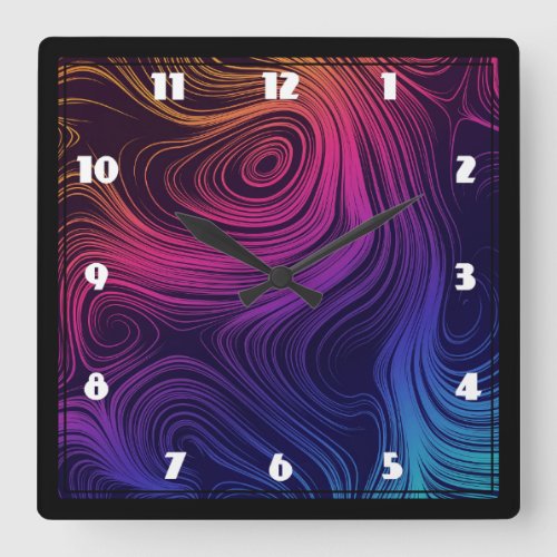 Sixties Vibe Circles  Swirls Cool Pattern Square Wall Clock