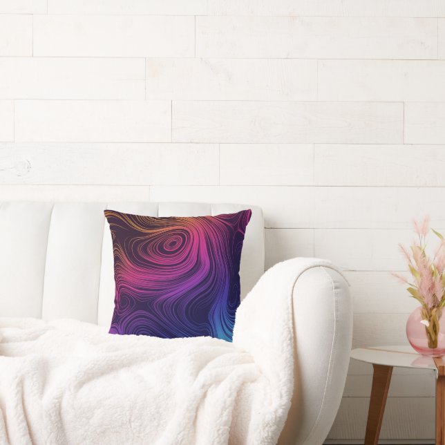 Sixties Vibe Circles & Swirls Cool Pattern Throw Pillow (Couch)