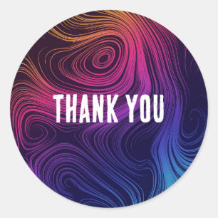 Sixties Vibe Circles & Swirls Cool Thank You Classic Round Sticker