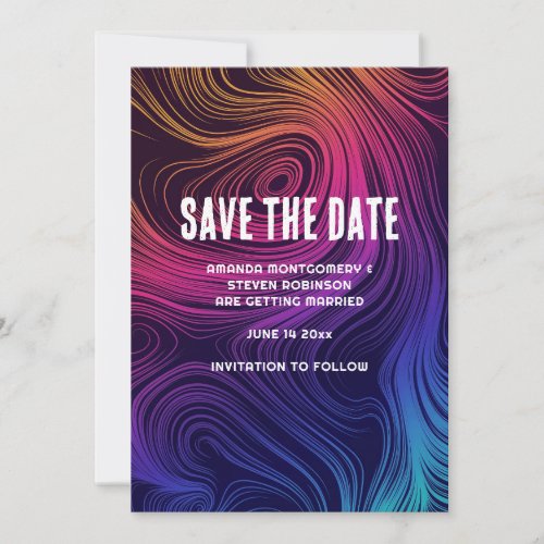 Sixties Vibe Circles  Swirls Cool Wedding Save The Date