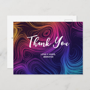Sixties Vibe Circles & Swirls Pattern Thank You Postcard