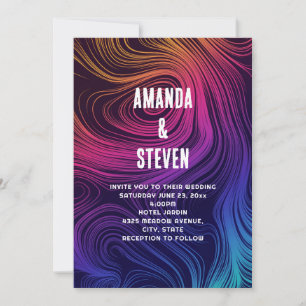 Sixties Vibe Circles & Swirls Pattern Wedding Invitation