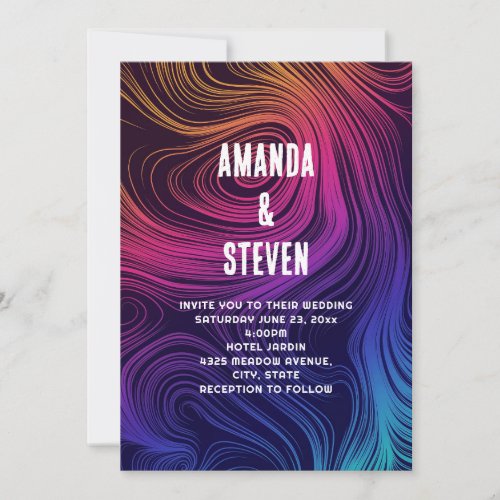 Sixties Vibe Circles  Swirls Pattern Wedding Invitation