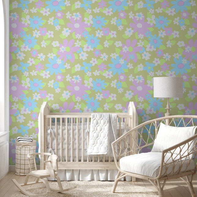 Sixties vintage flower wallpaper  (Kids)