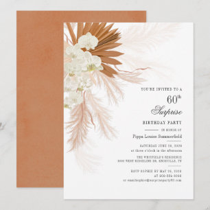 Sixtieth 60th Birthday Party Pampas Grass Modern Invitation